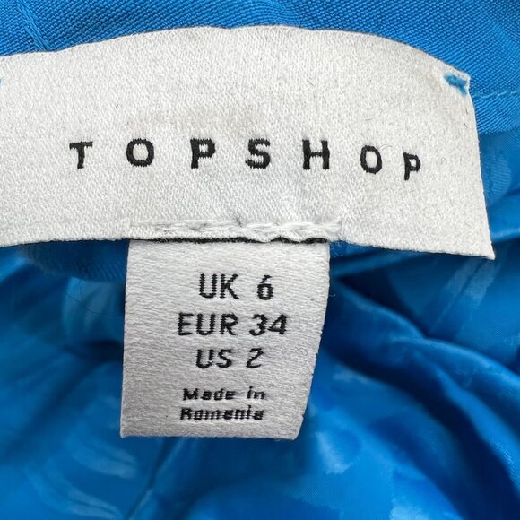 TOPSHOP Cowl Neck Bell Sleeve Tunic With Leaf Pattern Turquoise Size 2 NWOT - Picture 7 of 9